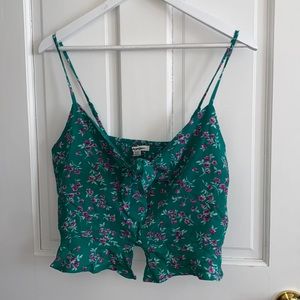 American eagle tie front floral crop top